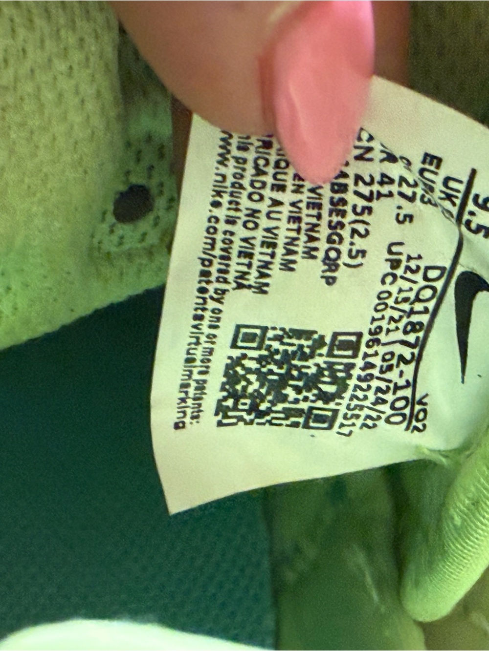 Nike Black, White & Lime High-Top Sneakers - Picture 4 of 6